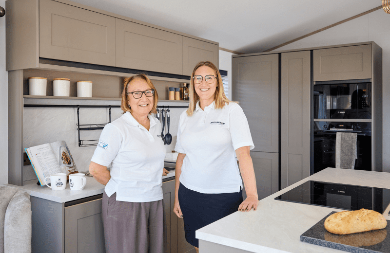 Yorkshire Holiday Homes Trade Sales Manager, Alison Brankley, left, and Bridlington Caravan Centre Sales Manager Natasha Westaby take a look around the new Vogue.